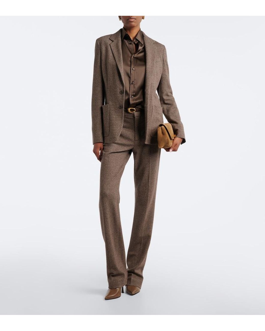 Ralph Lauren Brown Hailey Wool, Silk, And Cashmere Blazer