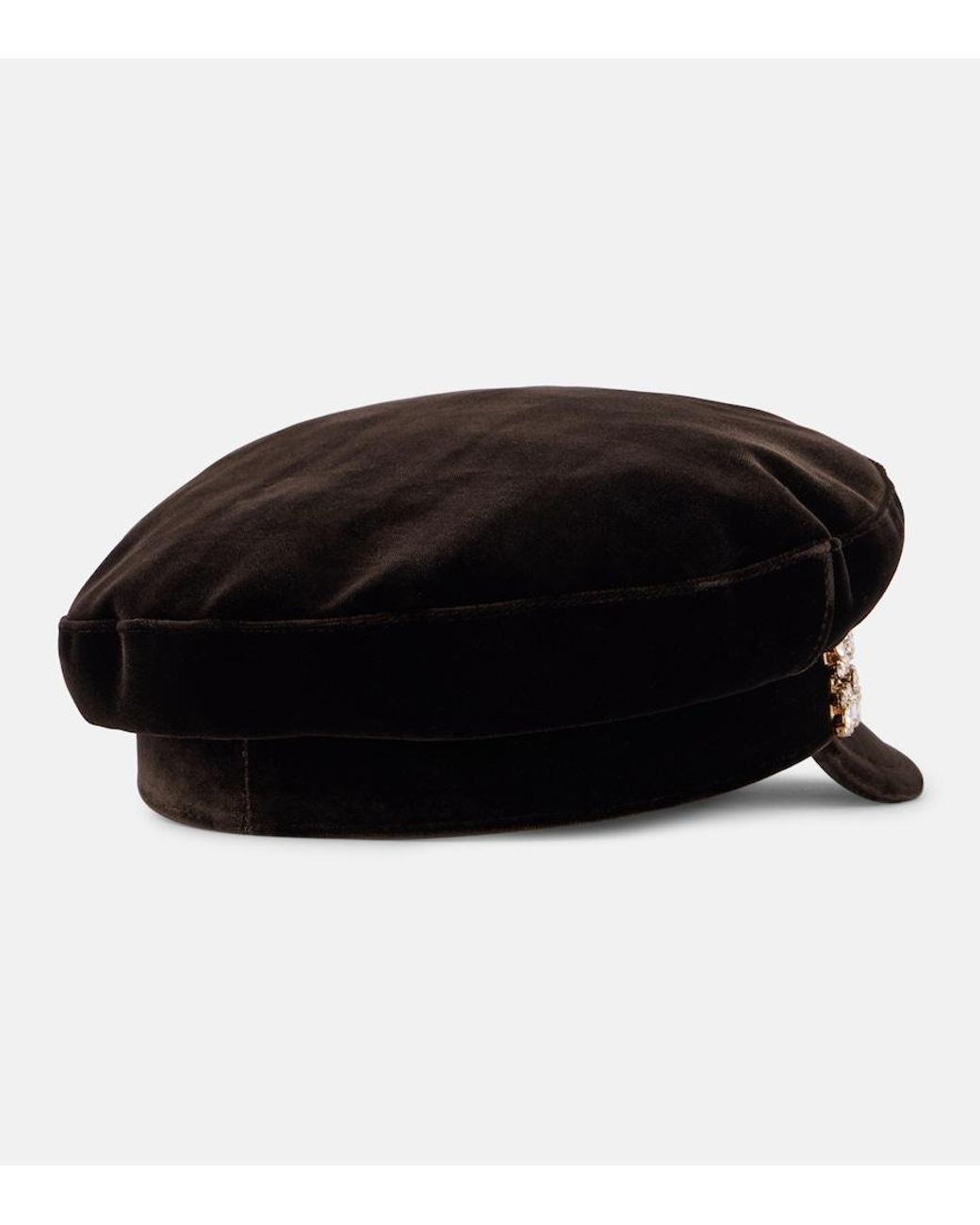 Roger Vivier Black Velvet Newsboy Cap