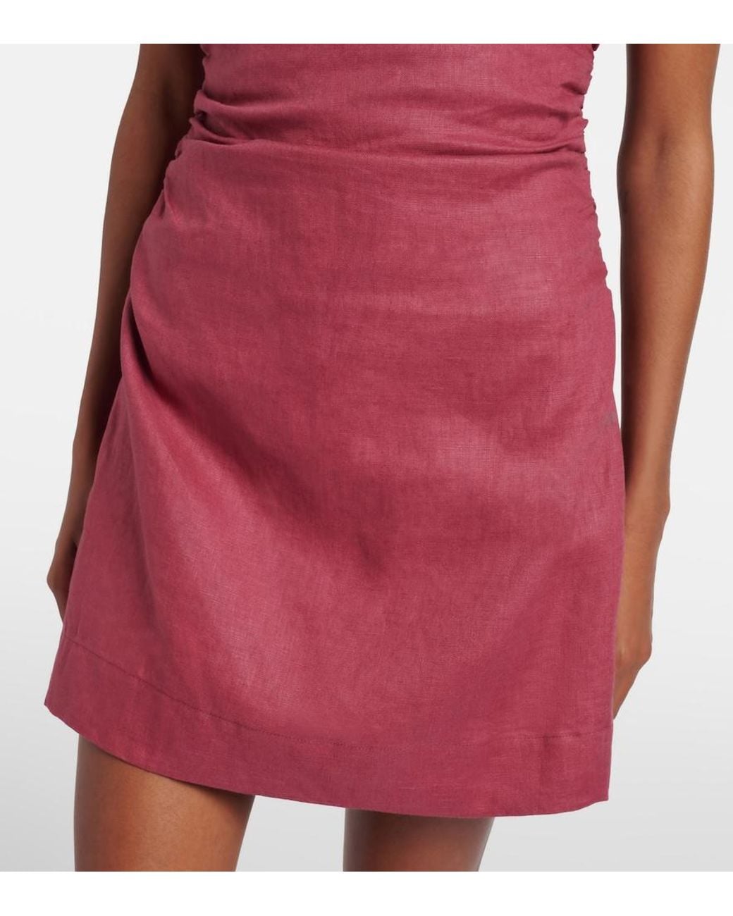 Faithfull The Brand Red Marga Linen Minidress
