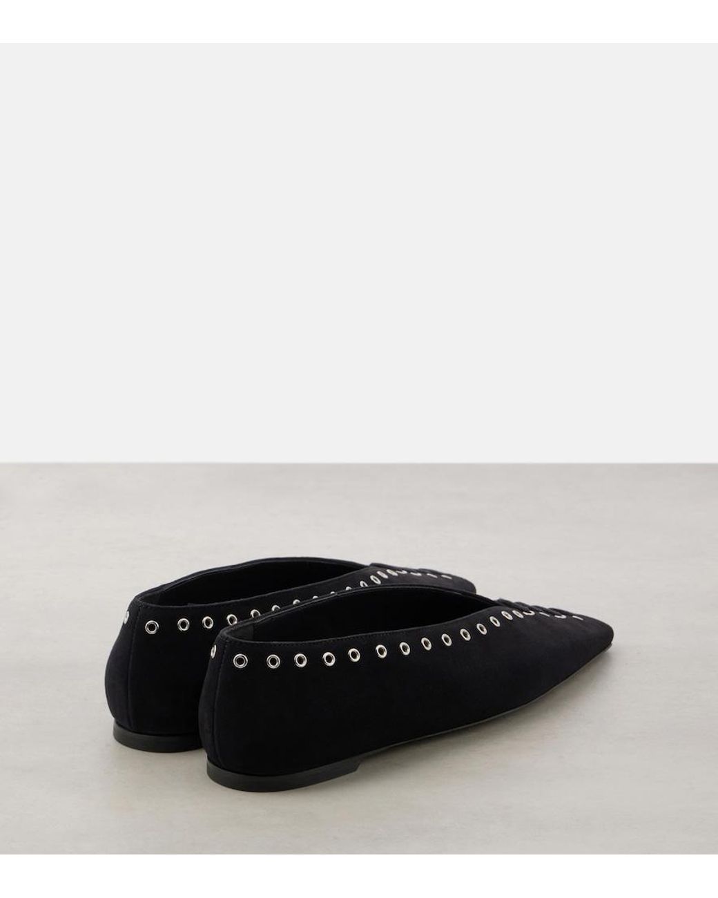 Totême Black Suede Leather Lace-Up Ballets