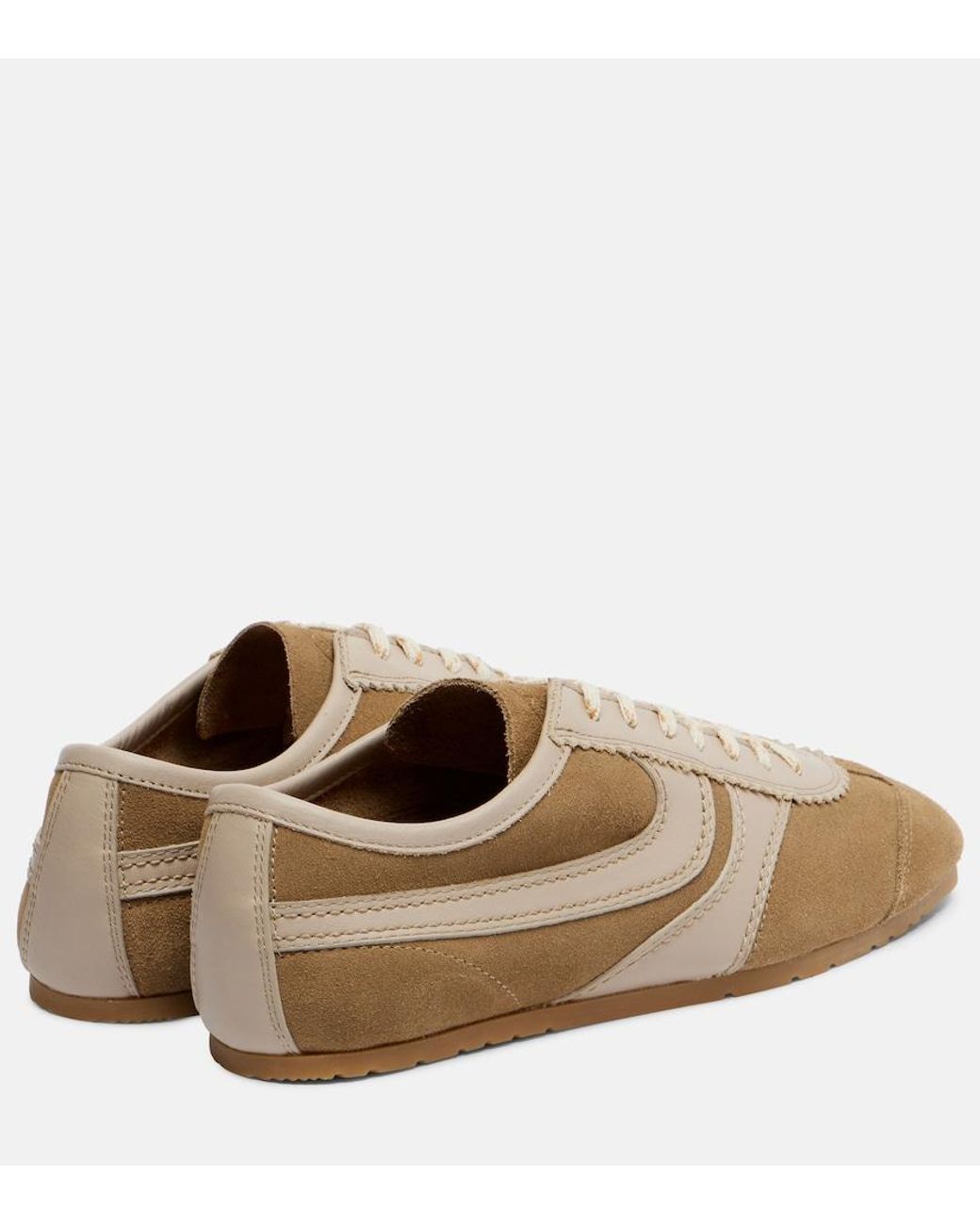 Dries Van Noten Brown Leather-Trimmed Suede Sneakers