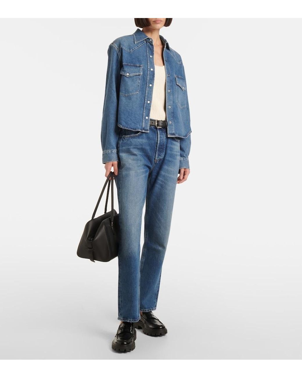 Citizens of Humanity Blue Cropped Denim Shirt