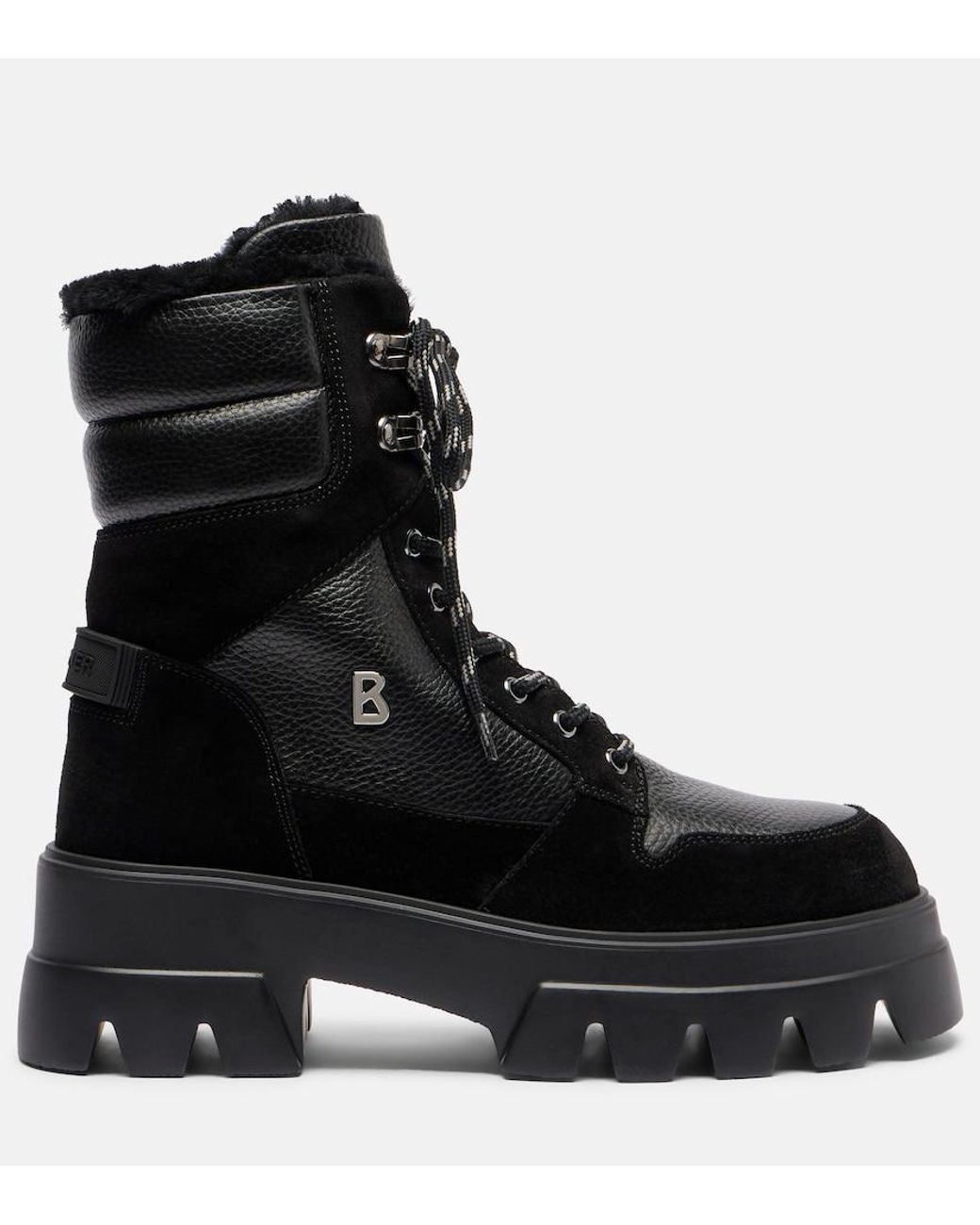 Bogner Black Sapporo Suede And Leather Combat Boots