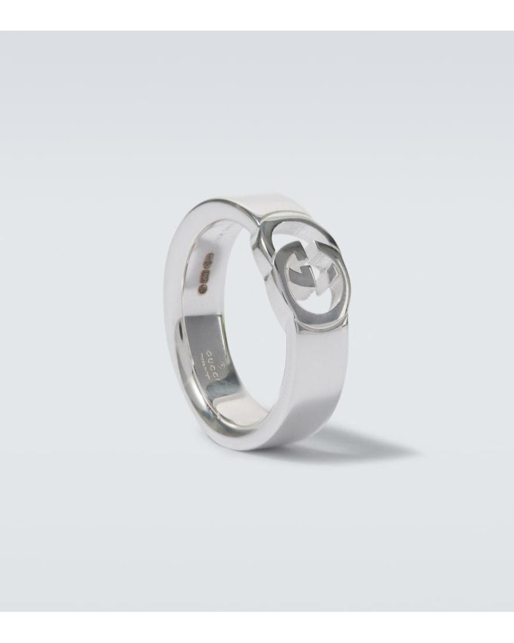 Gucci White Interlocking G Sterling Ring for men