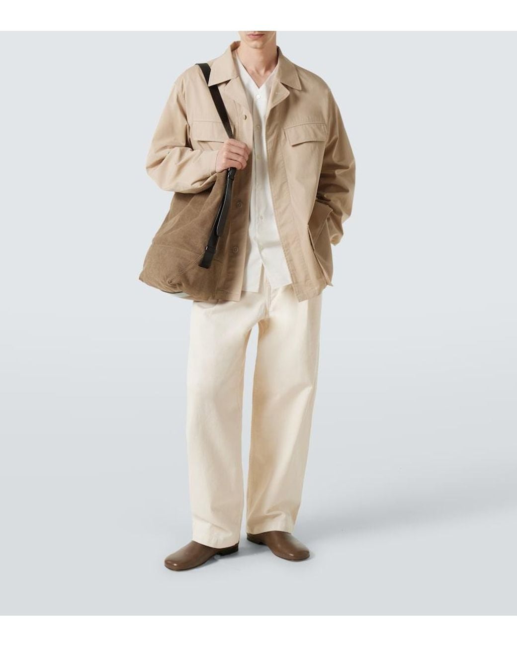 Lemaire Natural Cotton Twill Overshirt for men