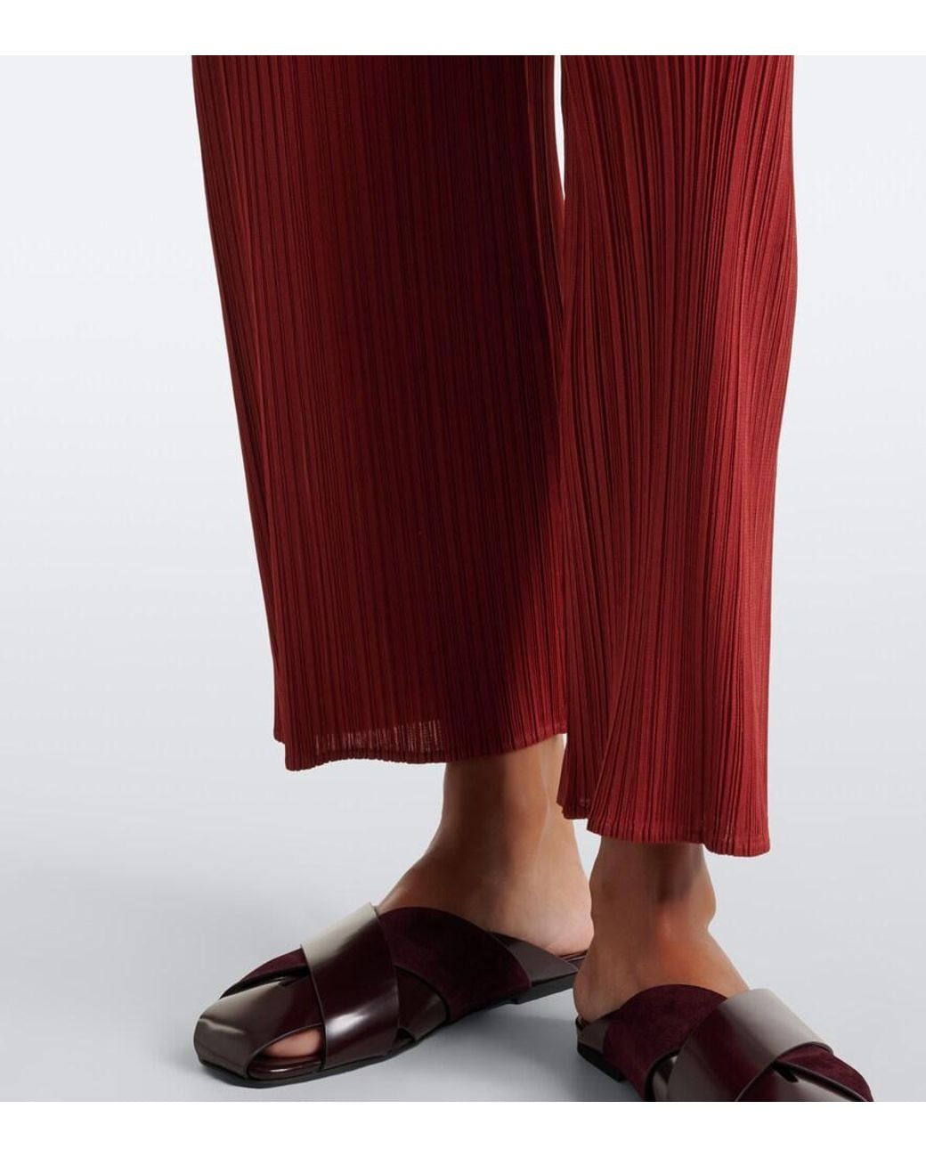 Pleats Please Issey Miyake Red Monthly Colors: September Pleated Straight Pants
