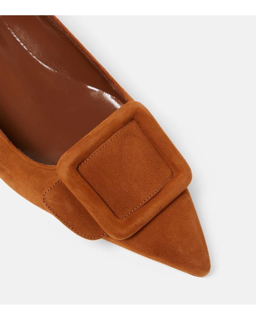 Manolo Blahnik Brown Maysale Suede Ballet Flats