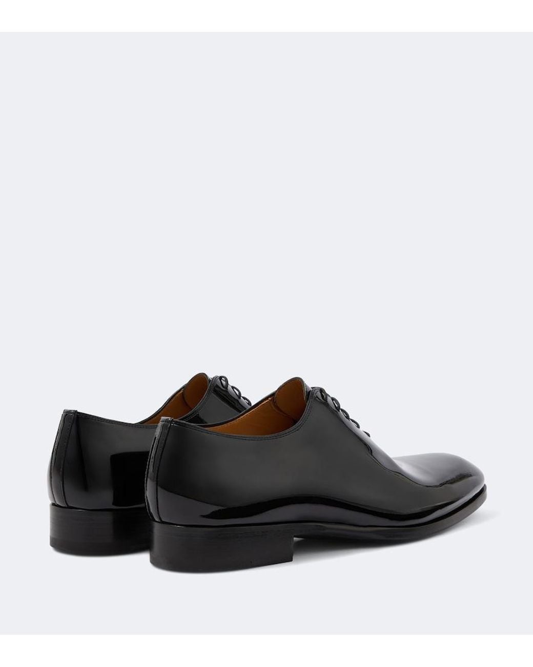 Magnanni Shoes Black Fleur Patent Leather Oxford Shoes for men