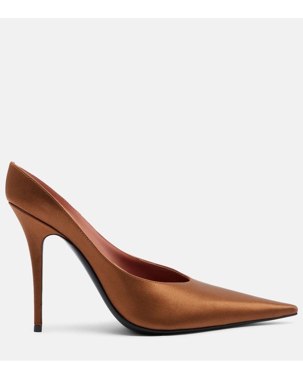 AMINA MUADDI Brown Anok Satin Mules