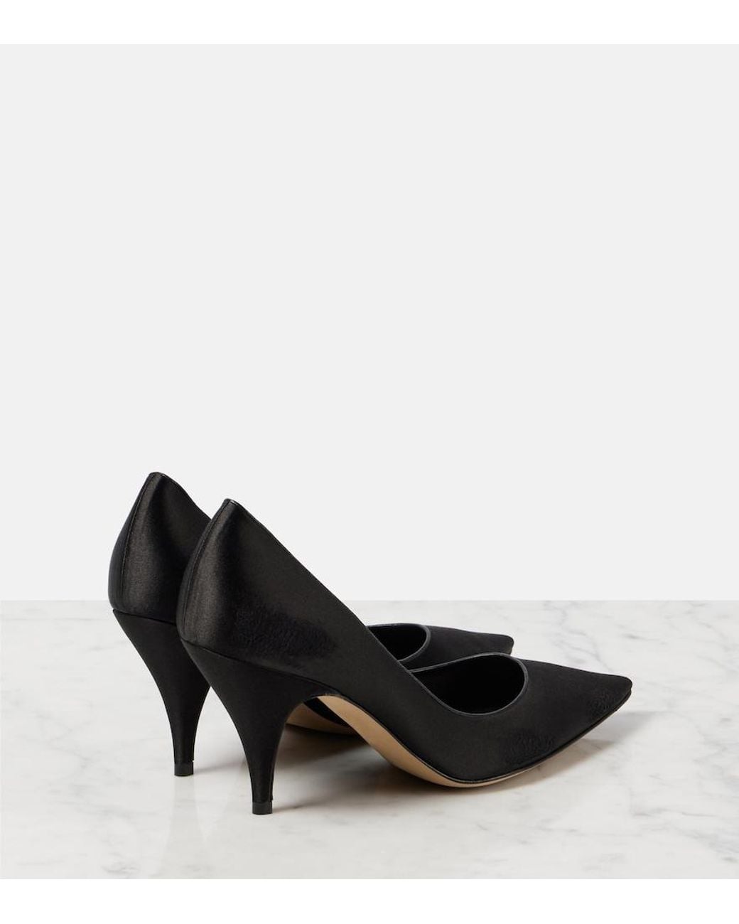 The Row Black Liisa Satin Pumps