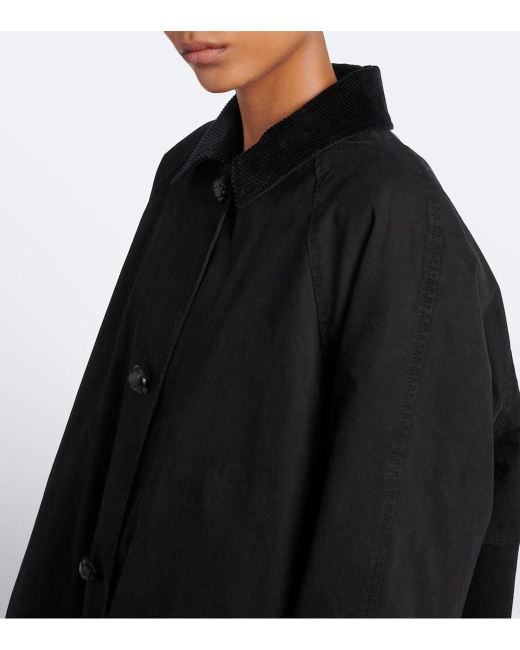 The Row Black Ina Cotton Gabardine Coat
