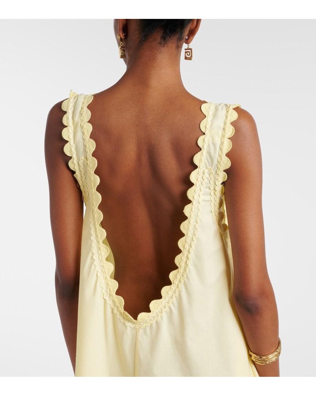 Juliet Dunn Yellow Embroidered Cotton Poplin Minidress