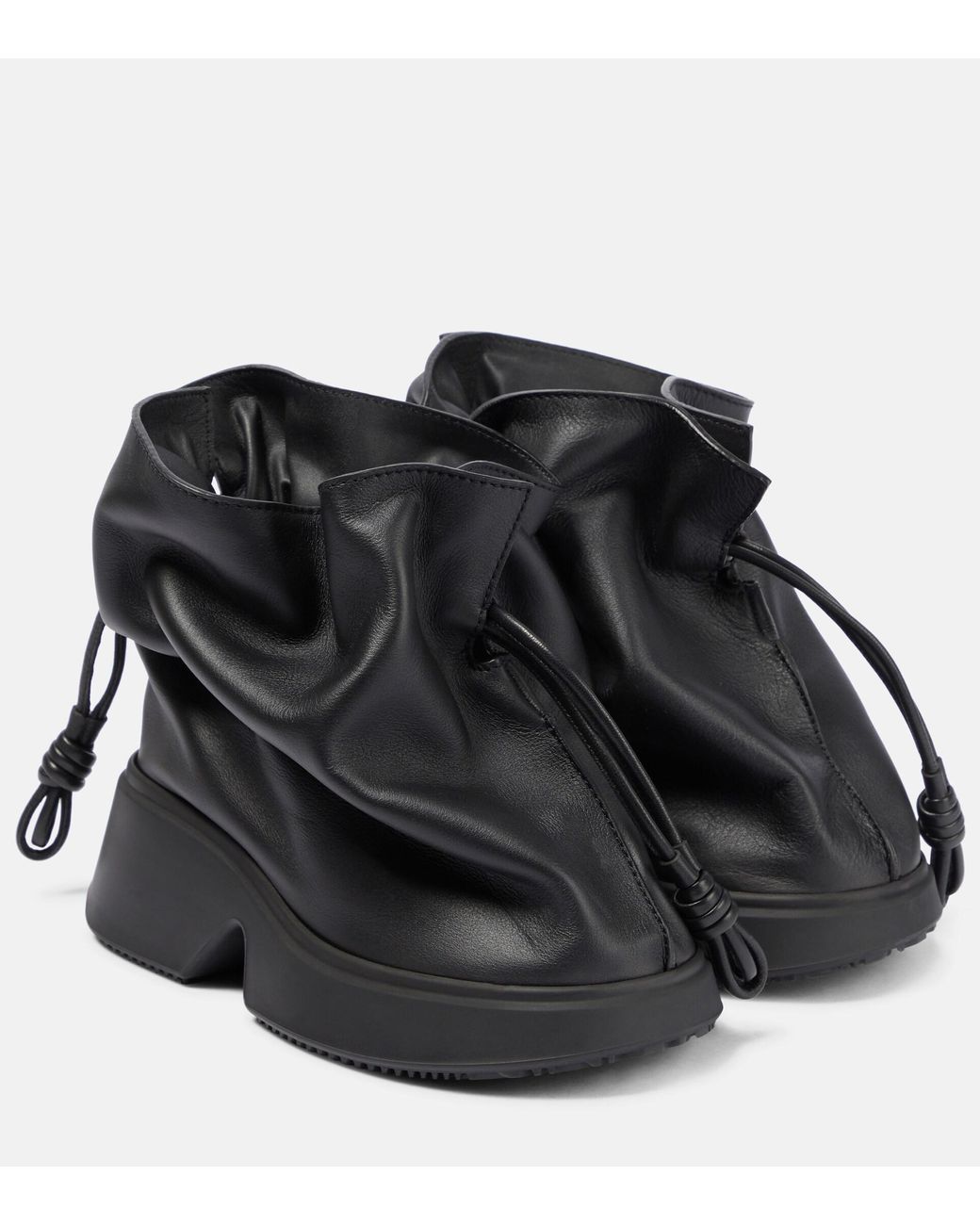 Loewe Flamenco Leather Wedge Ankle Boots in Black | Lyst