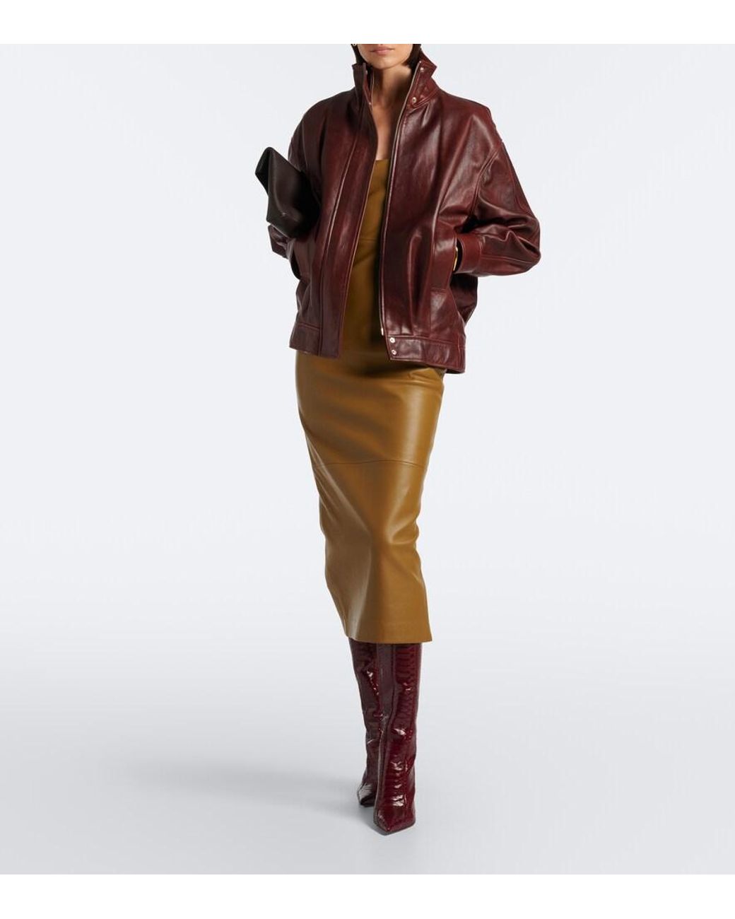 Paris Texas Red Lidia Snake-Effect Leather Knee-High Boots