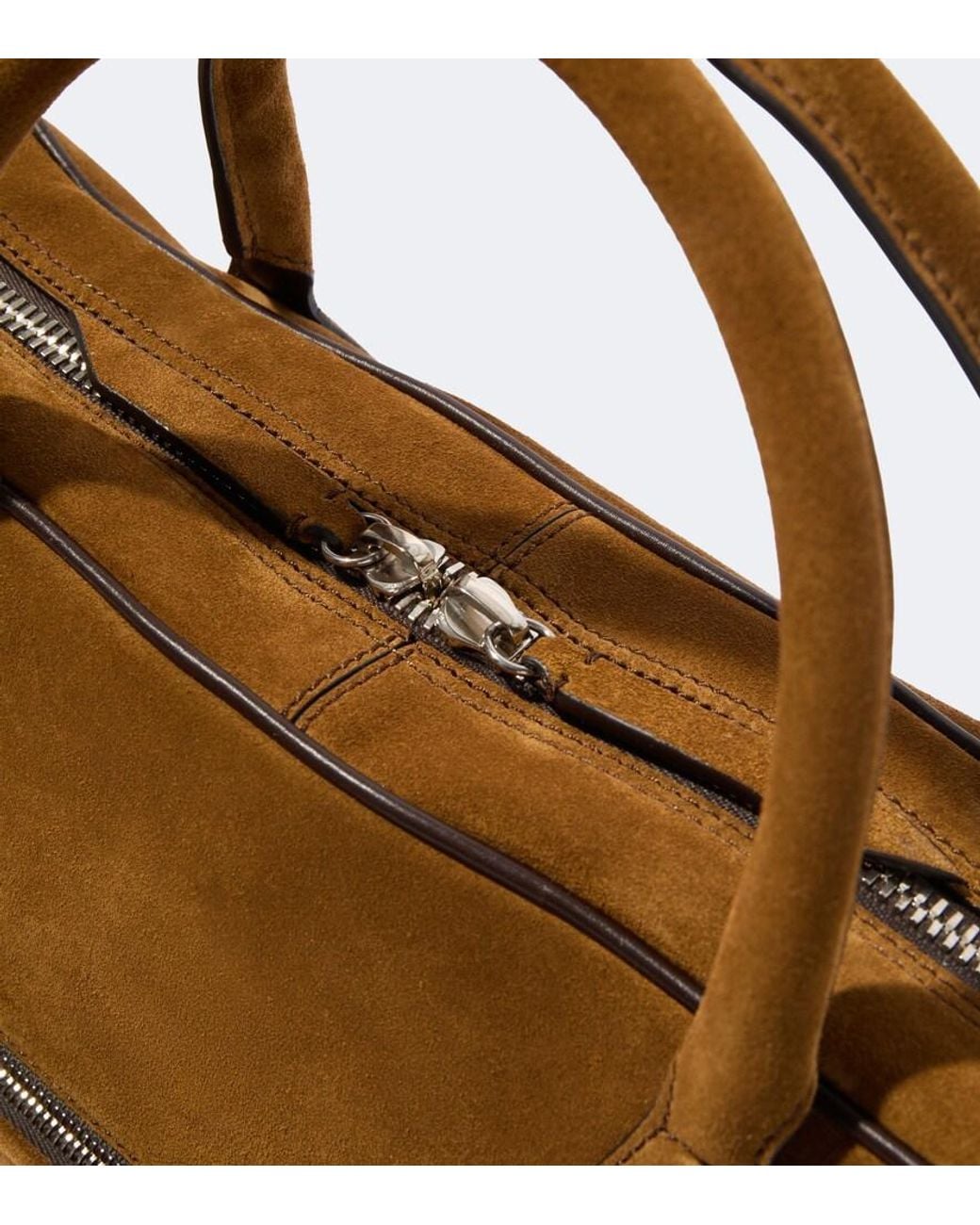 Metier Brown Closer Slim Suede Briefcase for men
