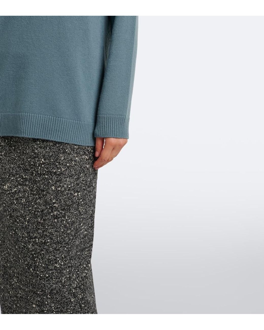 Valentino Blue Lace-Trimmed Virgin Wool Sweater