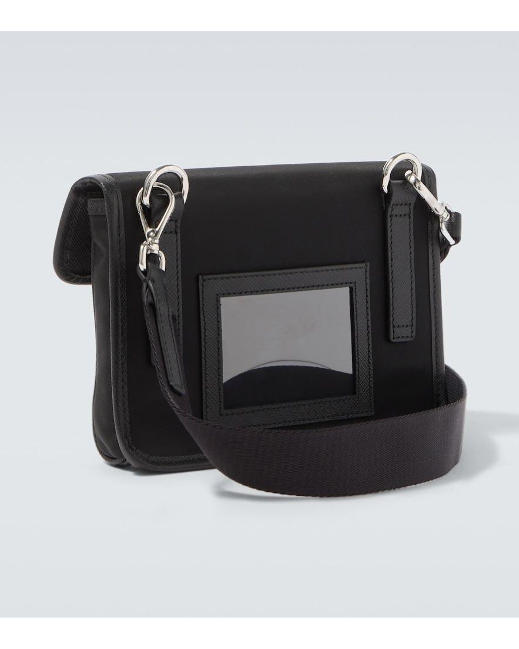 Prada Black Re-Nylon Leather-Trimmed Shoulder Bag for men