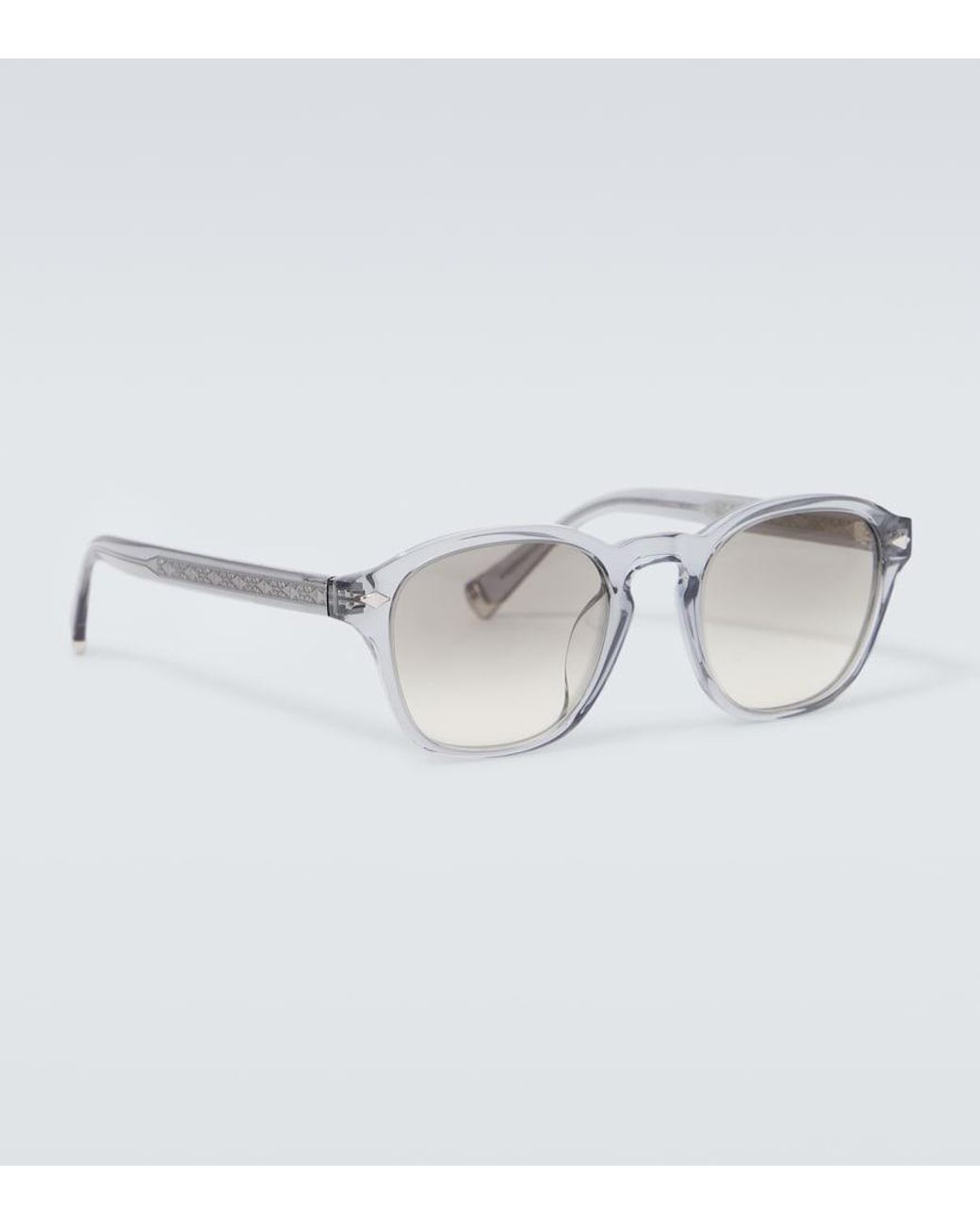 Brunello Cucinelli Gray Intarsia Rays Round Sunglasses for men