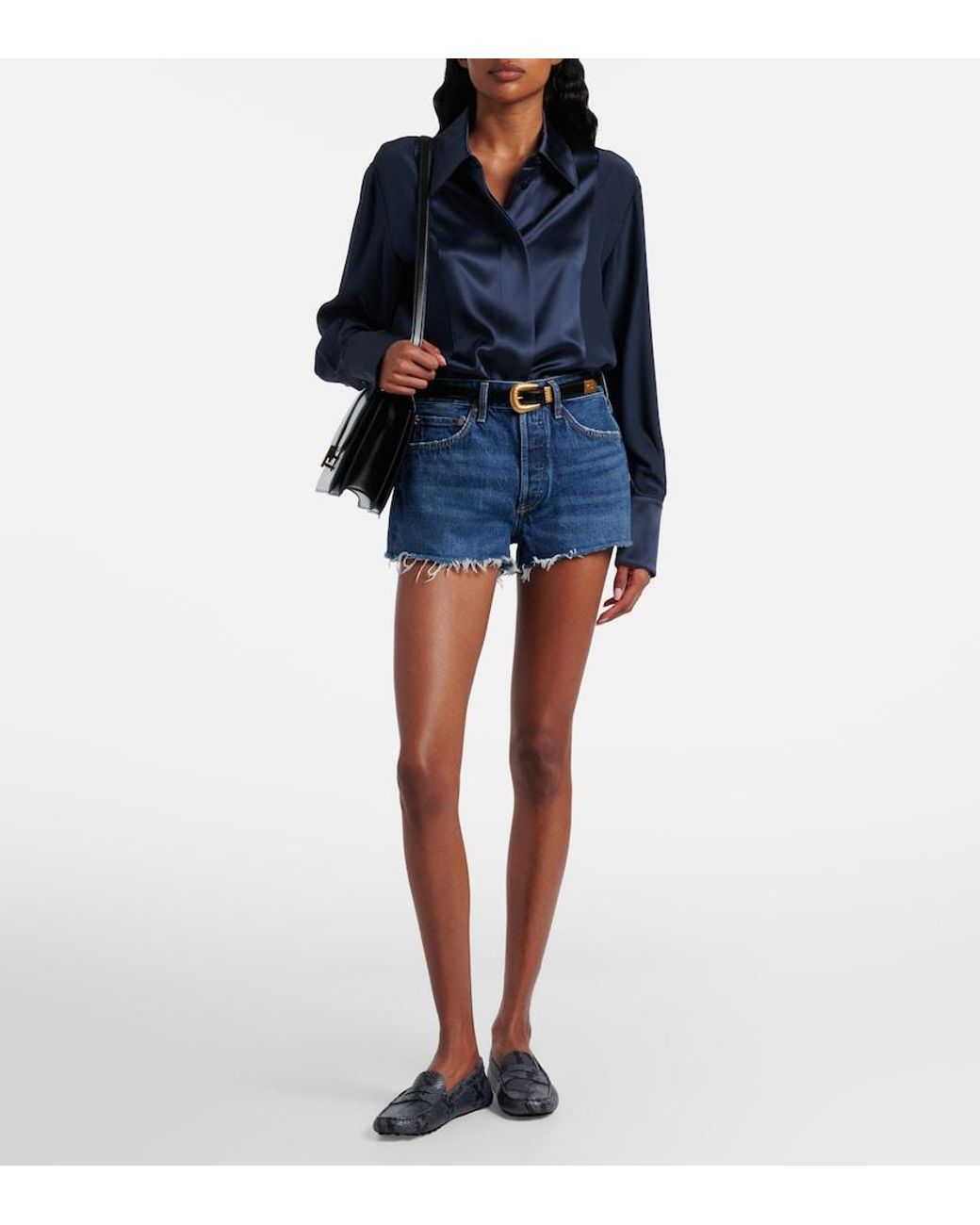 Agolde Blue Parker Denim Shorts