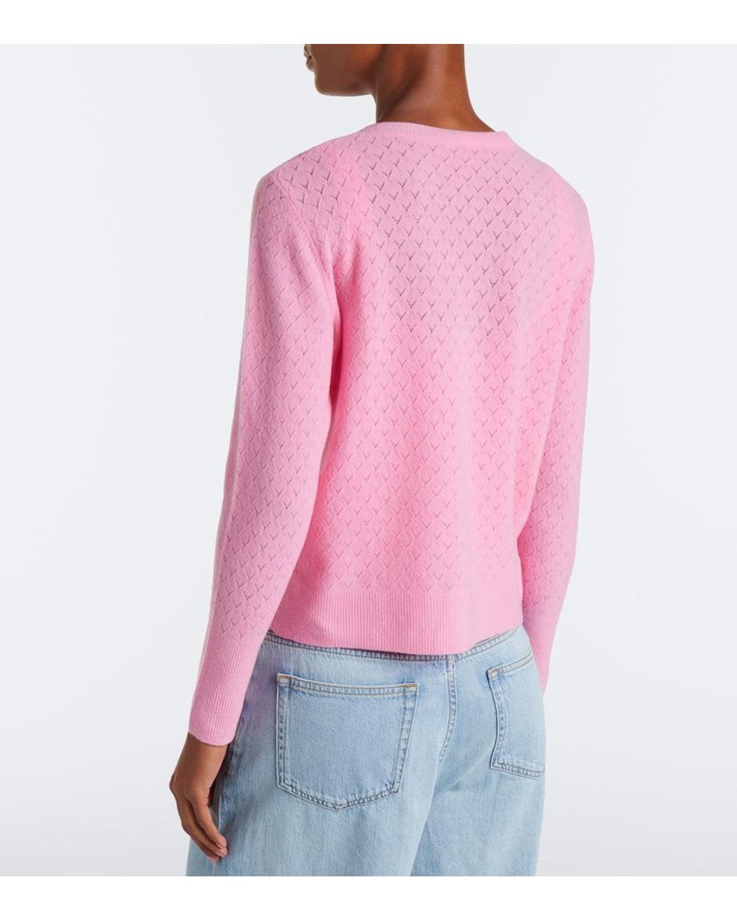 Eres Pink Sucrerie Pointelle Wool-Blend Cardigan