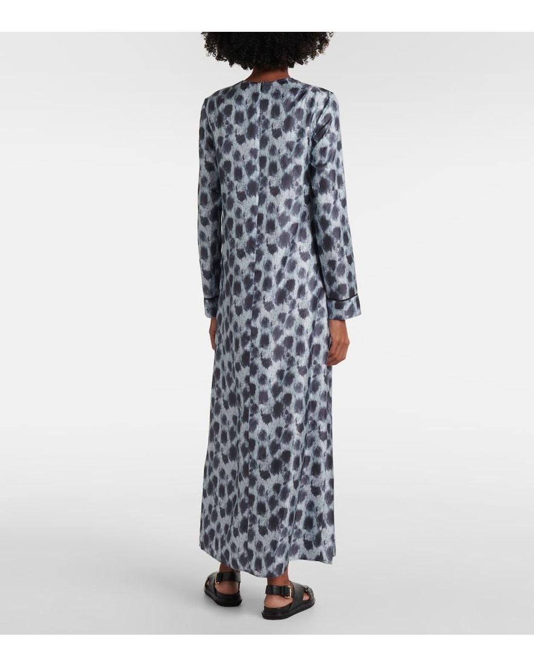 Marni Blue Printed Silk Maxi Dress