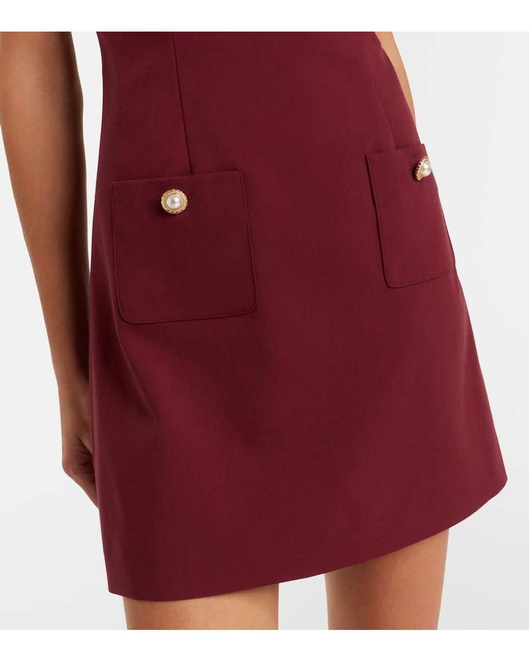Self-Portrait Red Lace-Trimmed Crepe Minidress