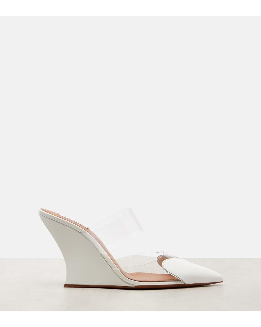 Alaïa White Le Cour 90 Leather And Pu Wedge Mules