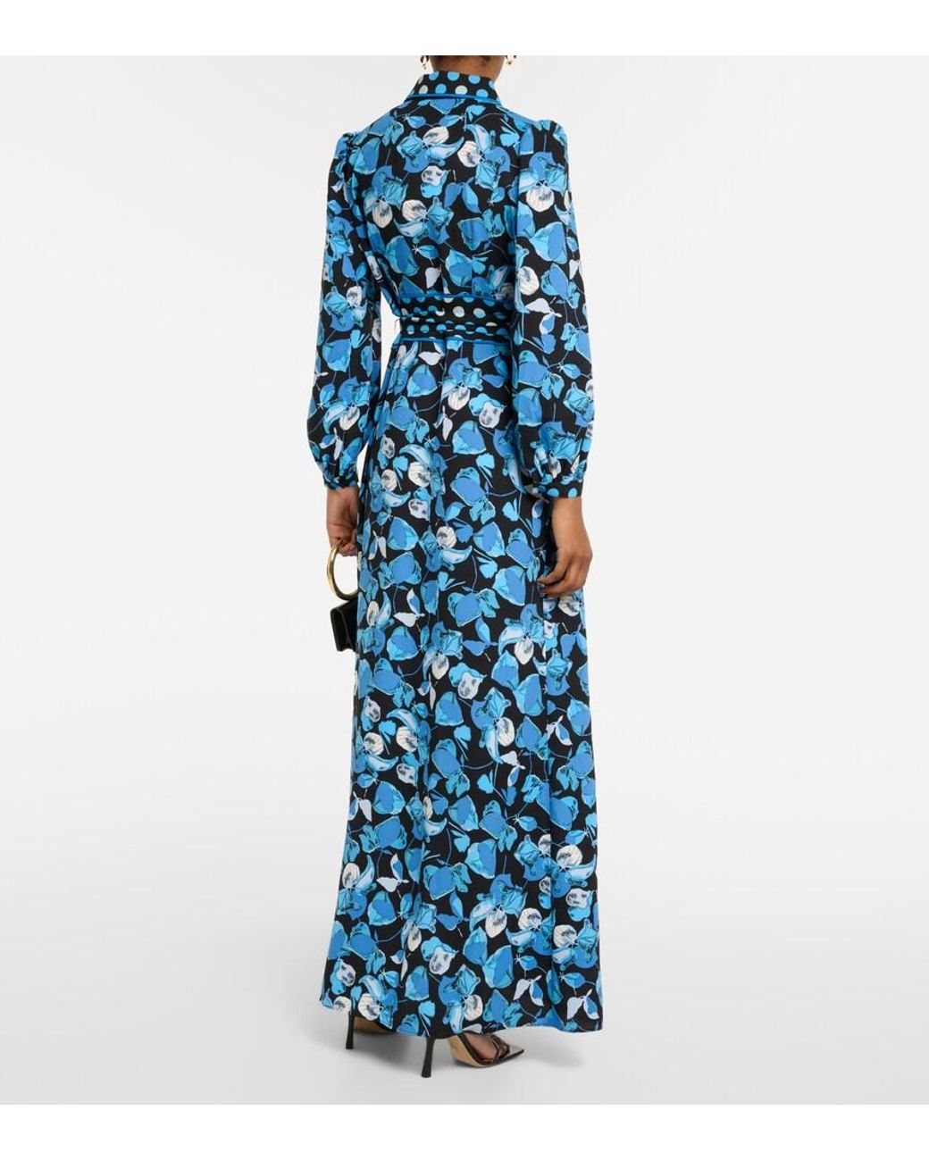 Diane von Furstenberg Blue Joshua Floral Crepe Maxi Dress