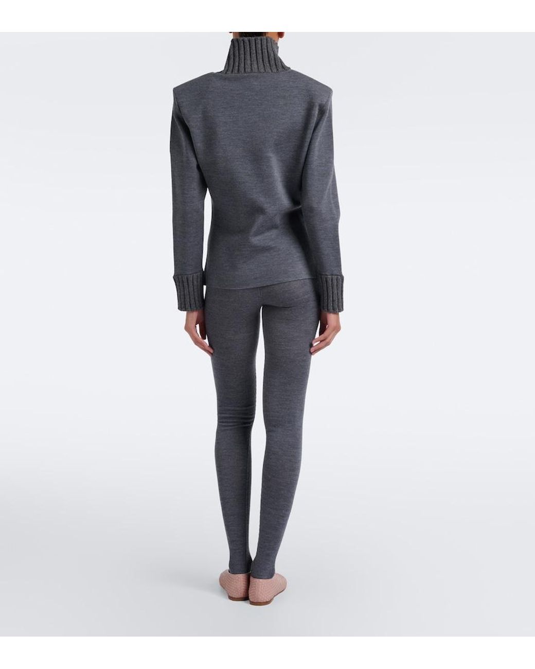 Bottega Veneta Gray Wool Leggings