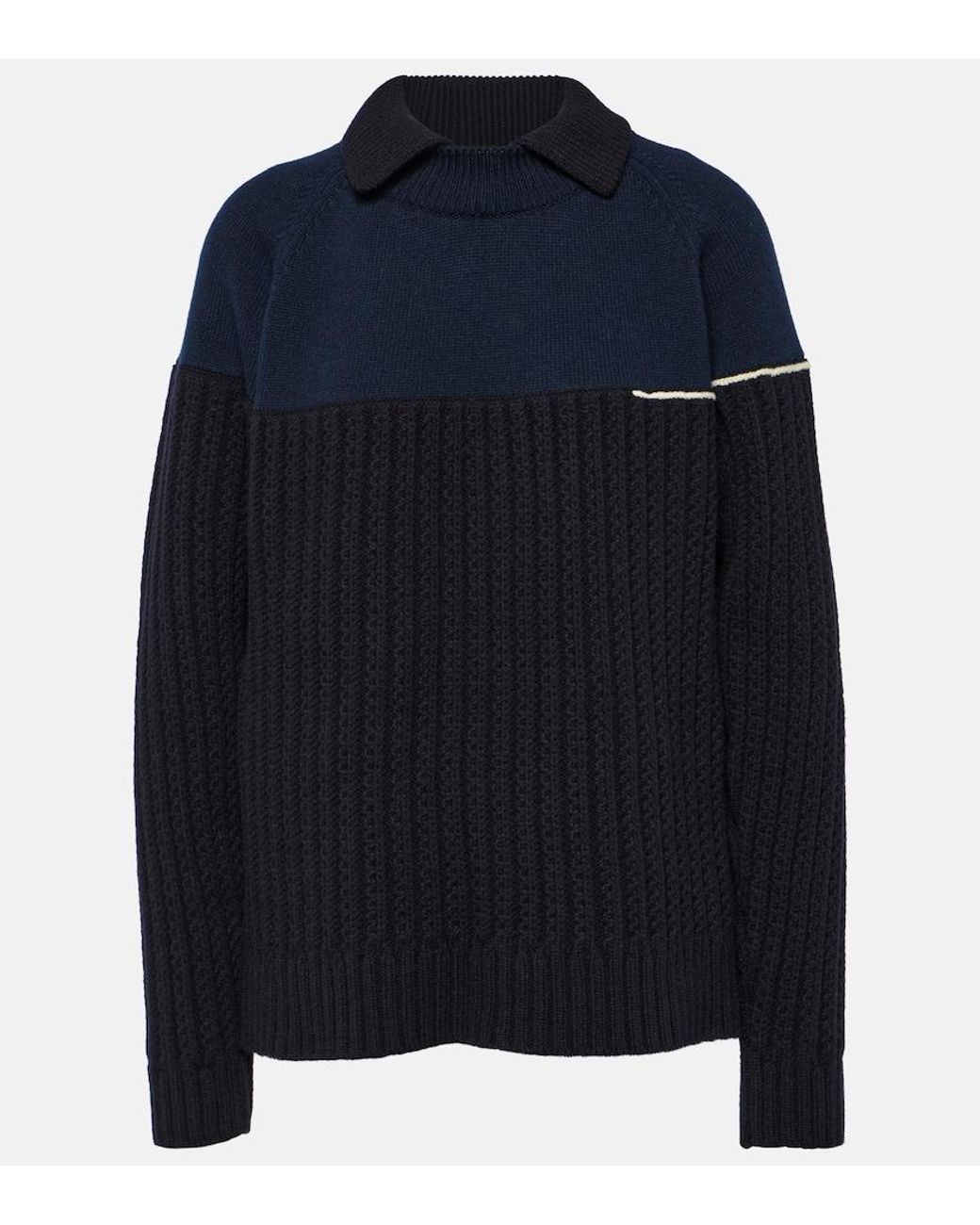 Victoria Beckham Blue Ribbed Wool Jumper