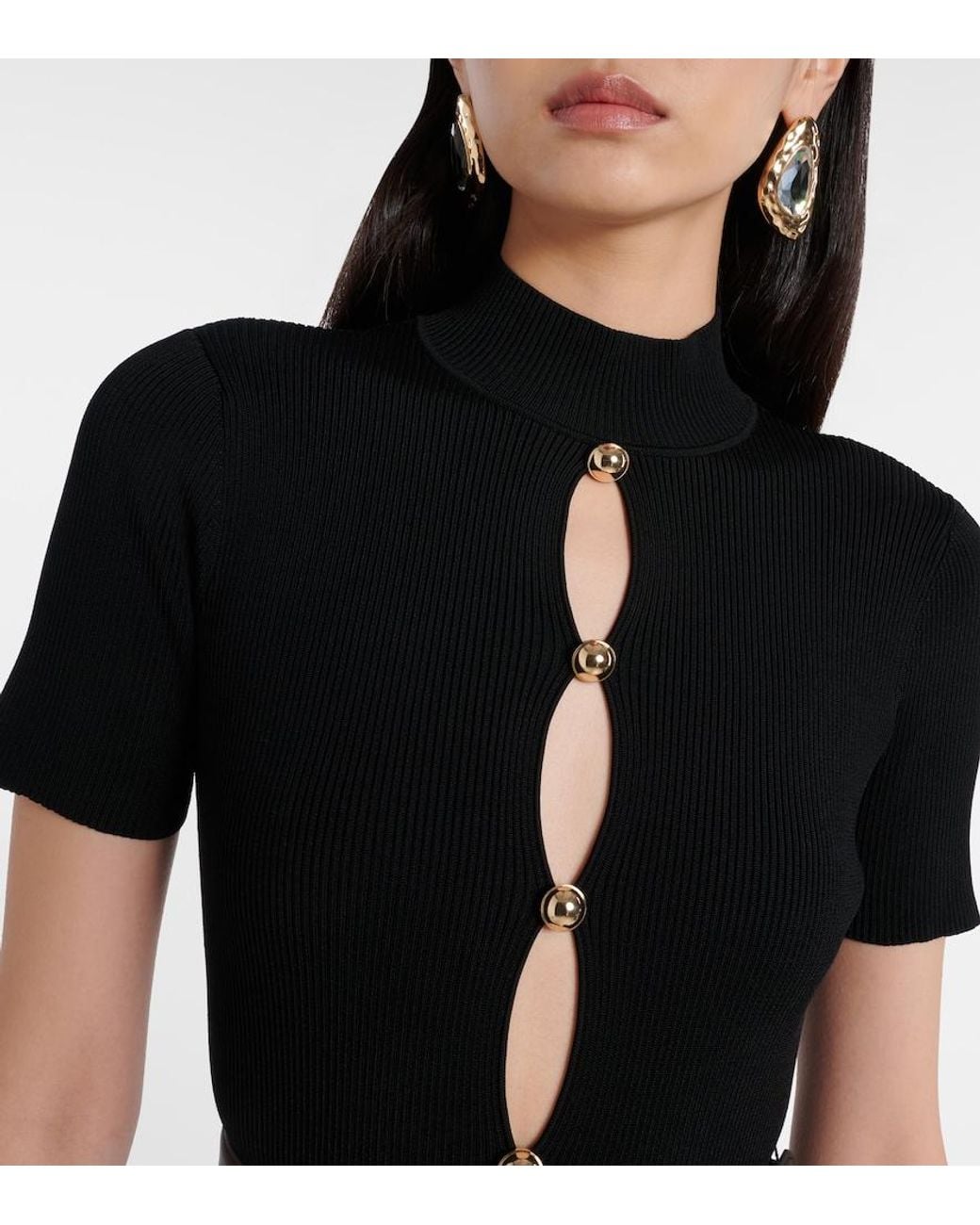Self-Portrait Black Belted Keyhole Cutout Taffeta Midi Dress