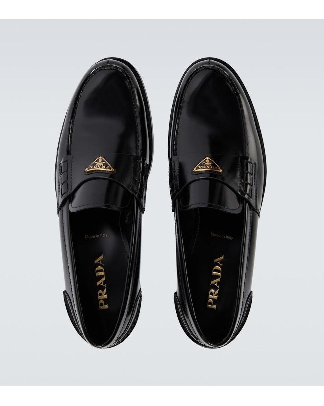 Prada Black Logo Leather Loafers for men