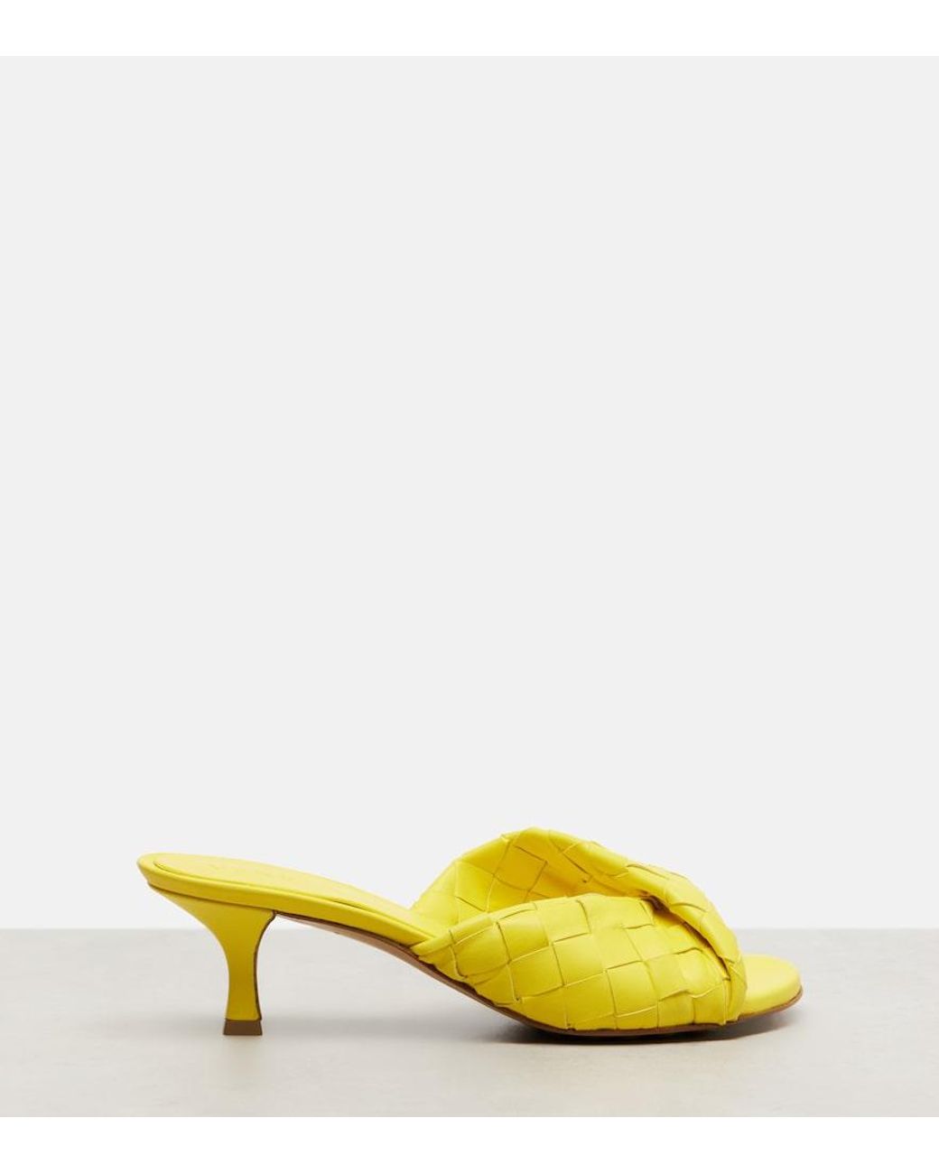 Bottega Veneta Yellow Blink 50 Intrecciato Leather Mules