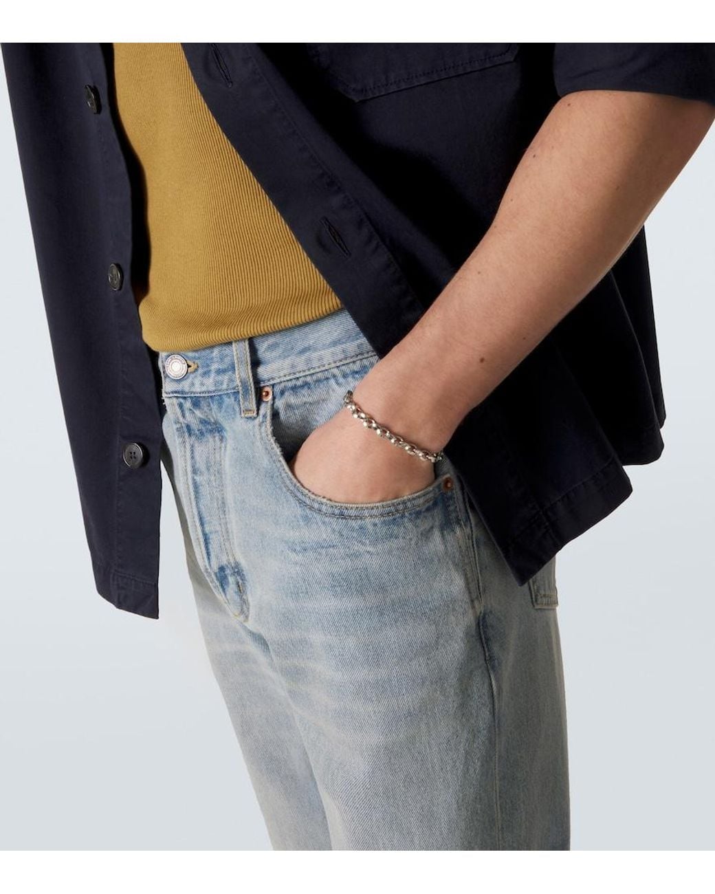 Bracelet A Logo Saint Laurent pour homme en coloris Metallic