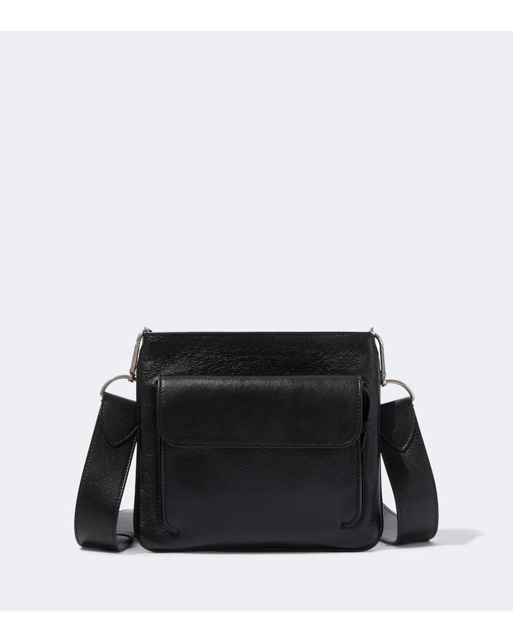Metier Black Slide Leather Messenger Bag for men