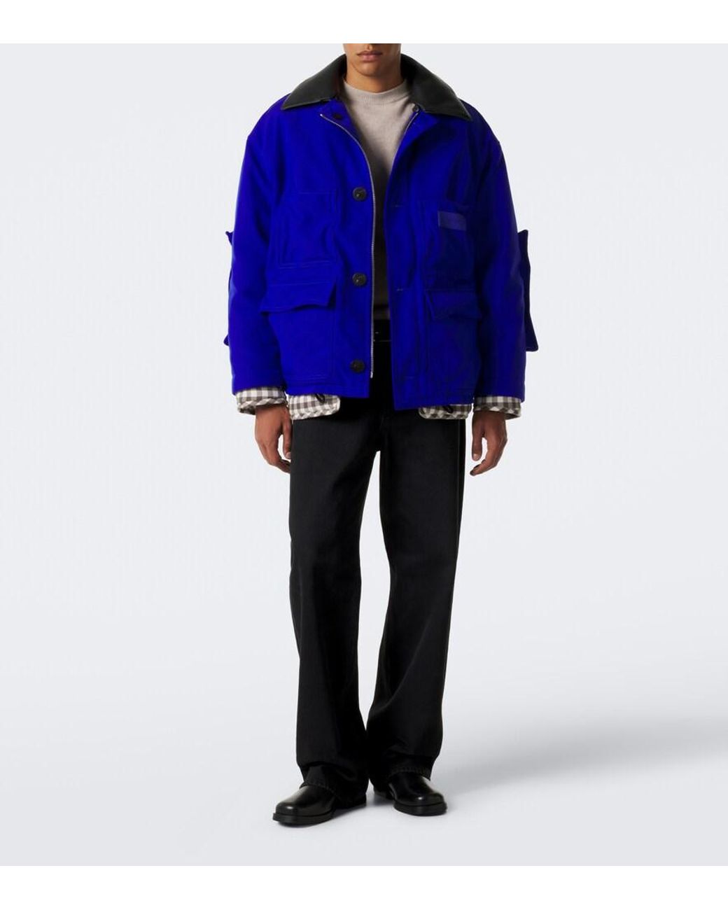 Loewe Purple Layered Leather-Trimmed Jacket for men