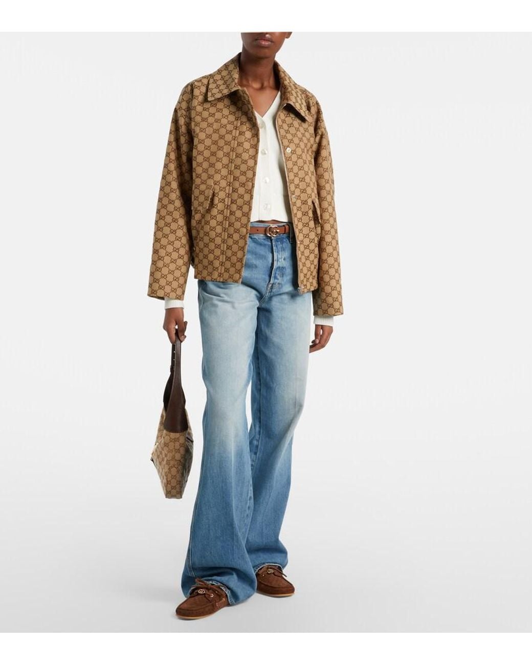 Gucci White Cardigan Gg Aus Baumwolle