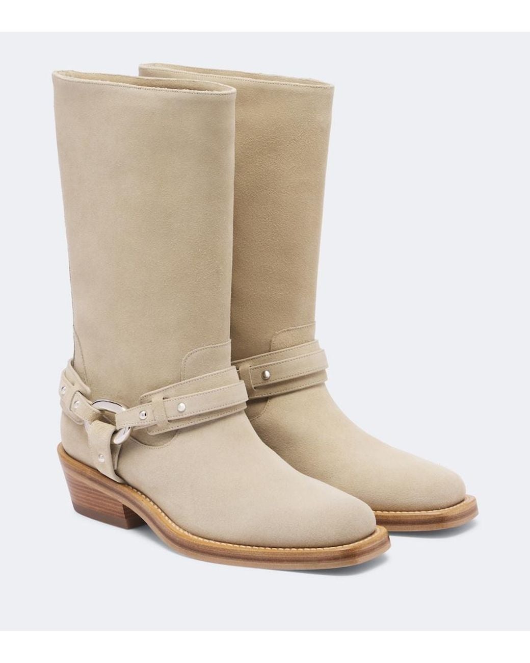 Rabanne Natural Suede Biker Boots