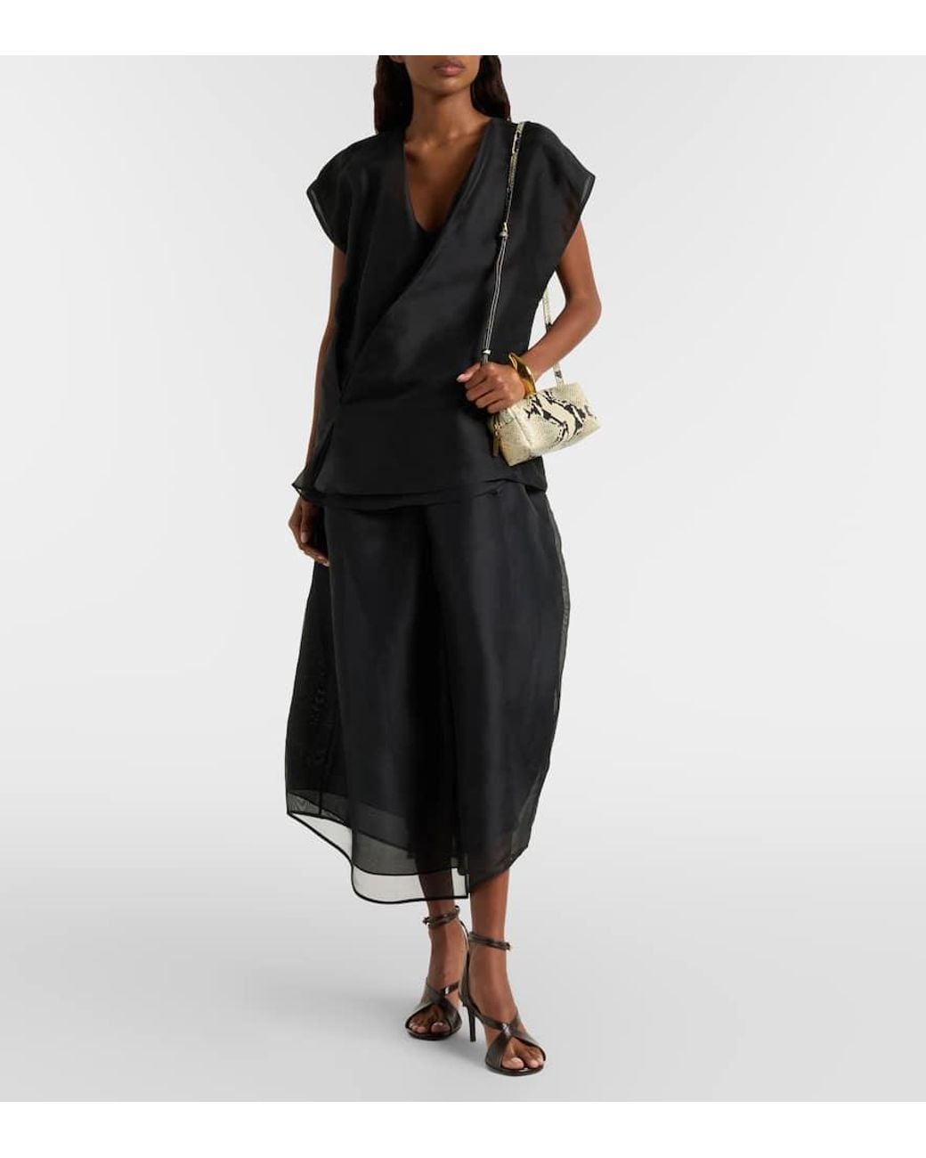 Khaite Black Colette Silk Tulle Midi Dress