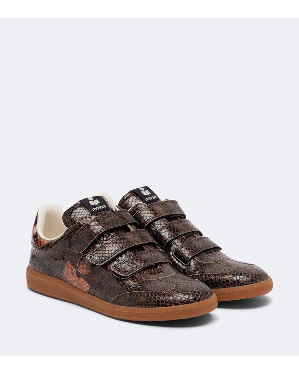 Isabel Marant Brown Beth Snake-Effect Leather Sneakers