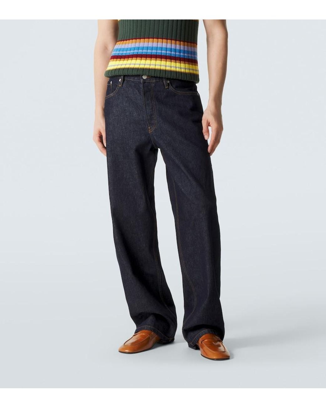 Dries Van Noten Blue Wide-Leg Jeans for men