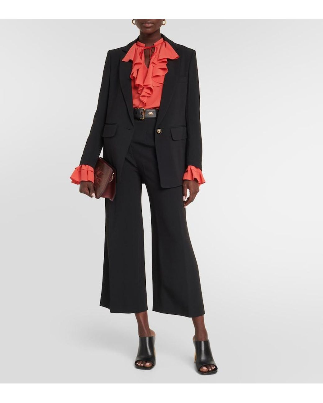Etro Black Single-Breasted Cady Blazer