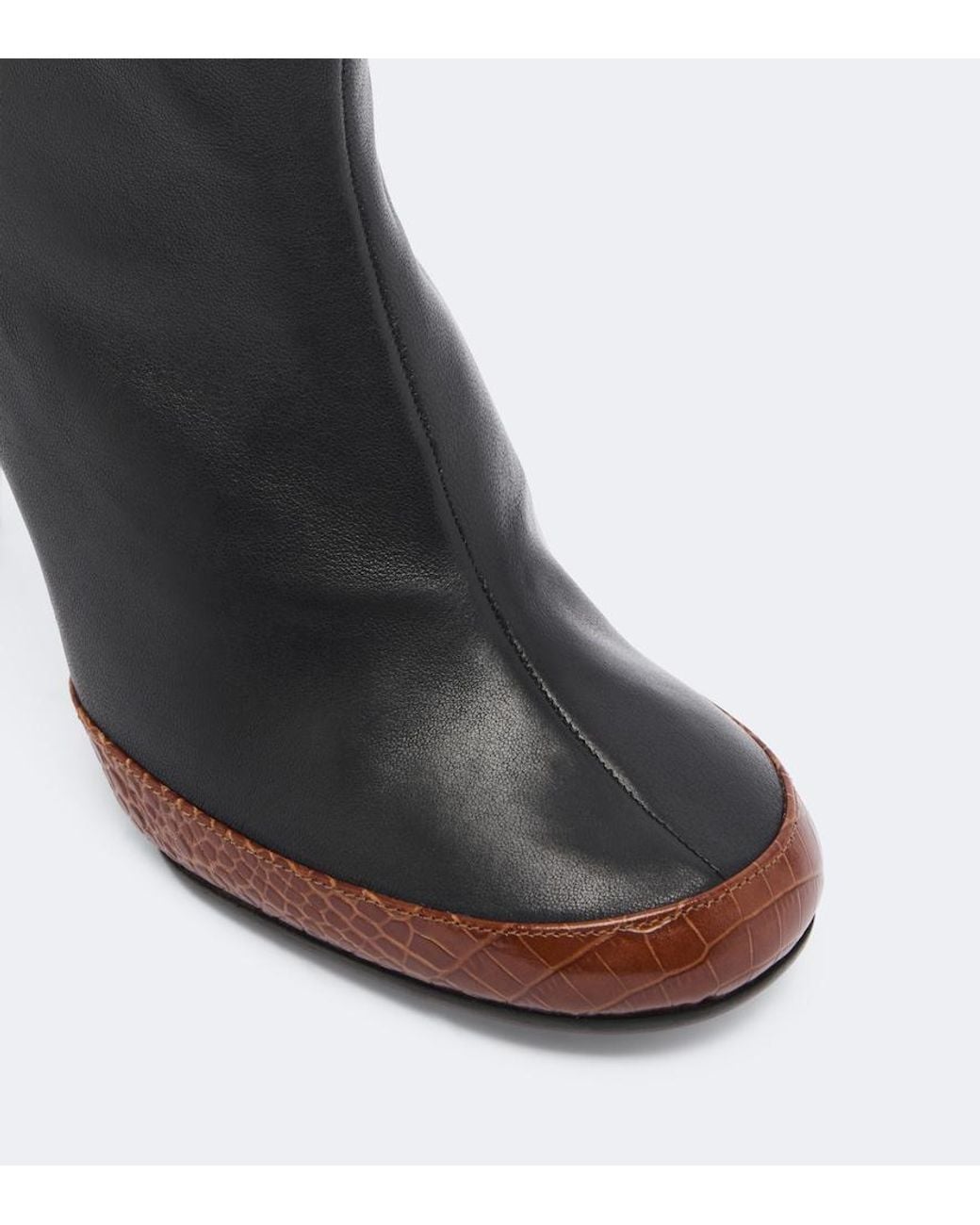 Jude Black Luna Croc-Effect Leather Ankle Boots