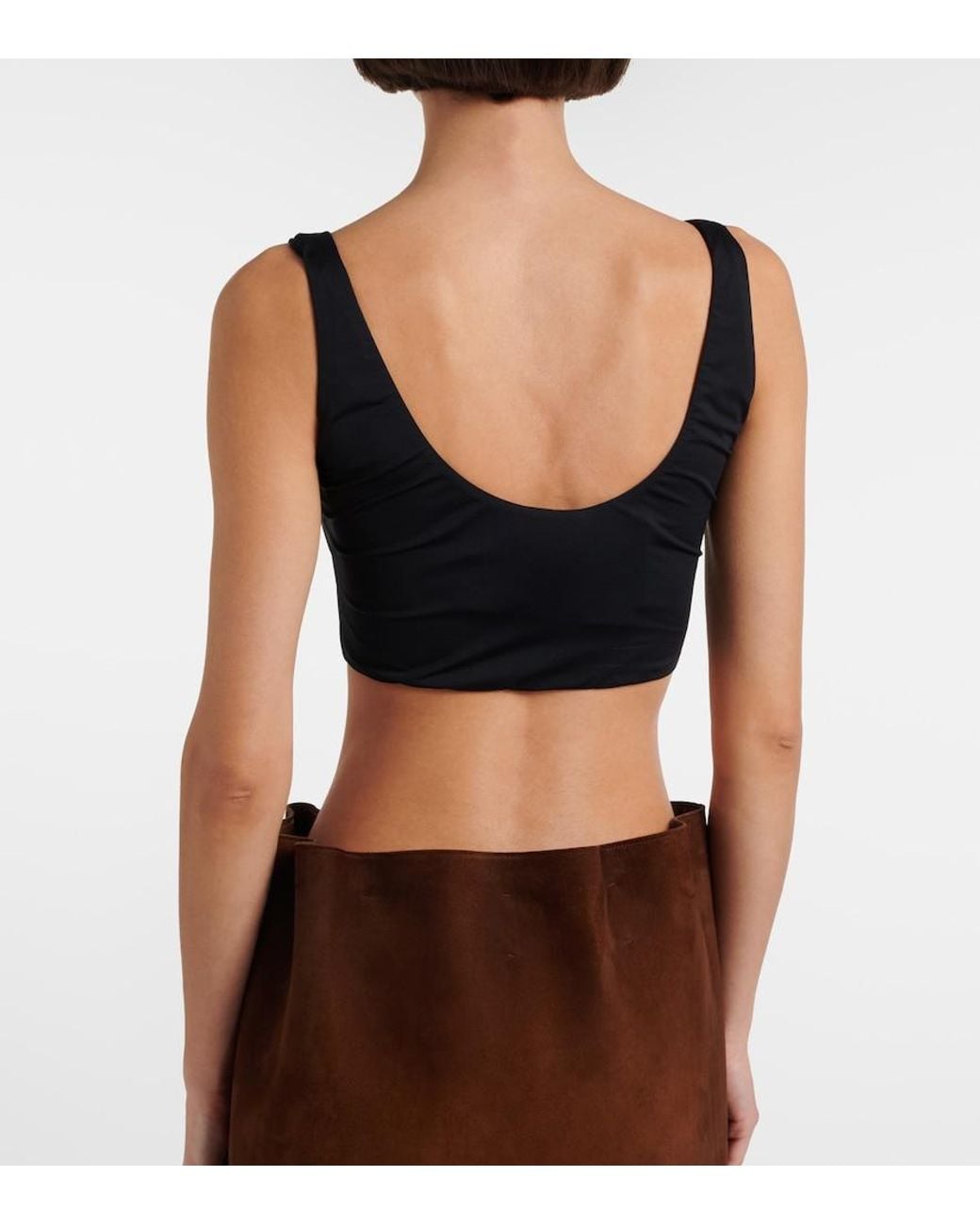 Top Cropped Prada de color Black