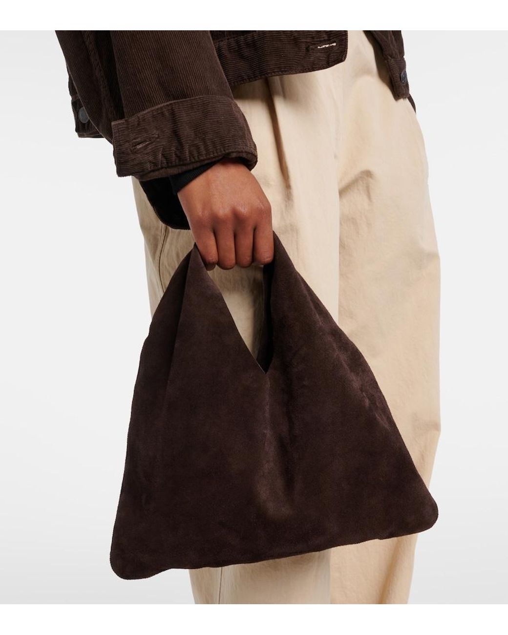 The Row Black Bindle Small Suede Top-Handle Bag