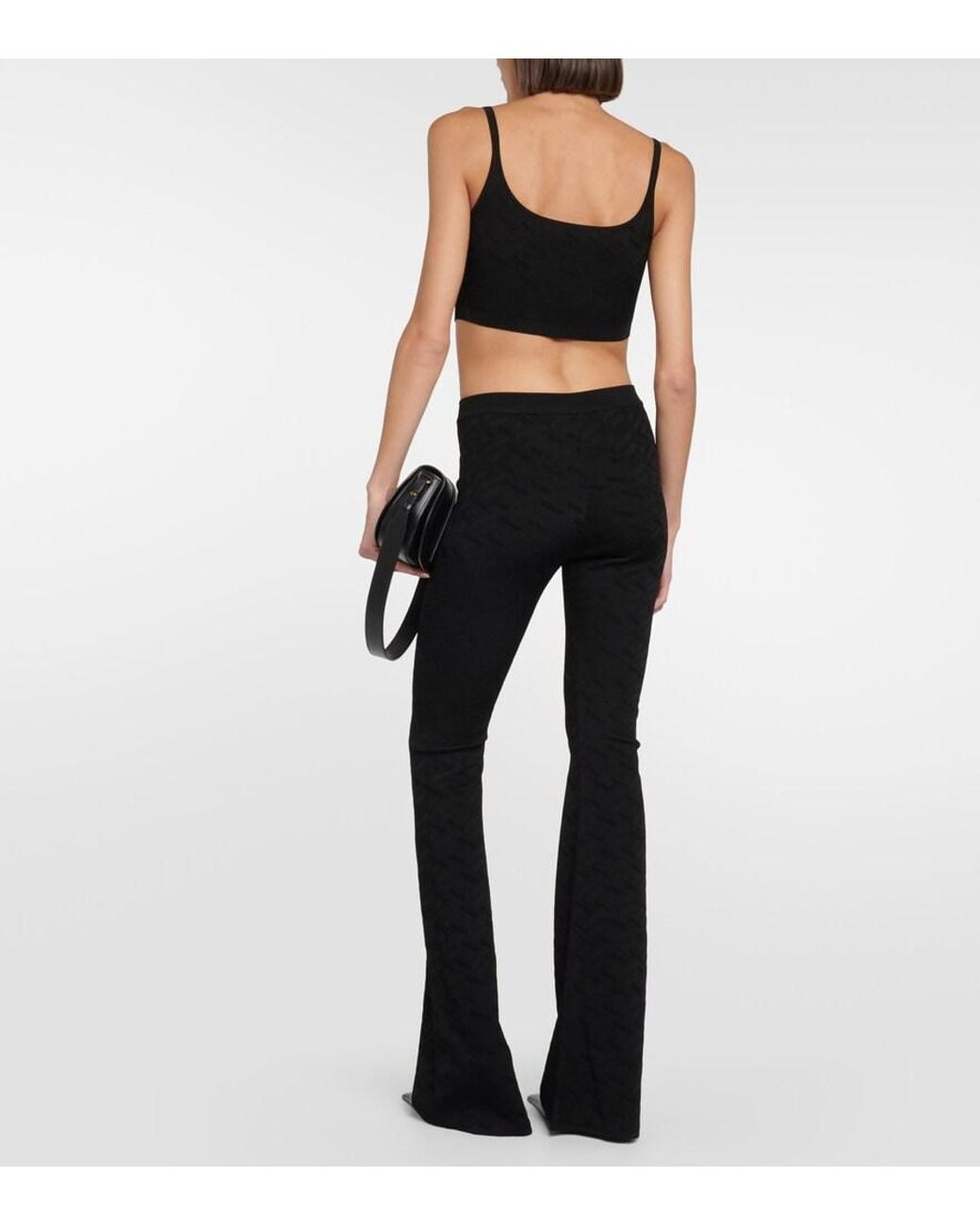Versace Black 'la Greca' Knitted Cropped Top