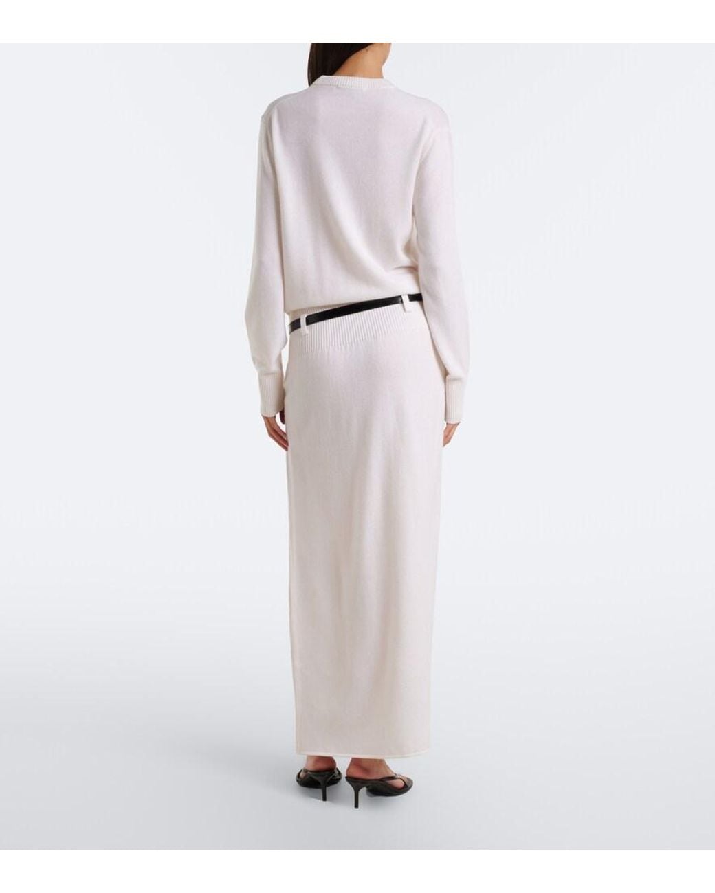 Coperni White Belted Wool And Cashmere Sweater Dress