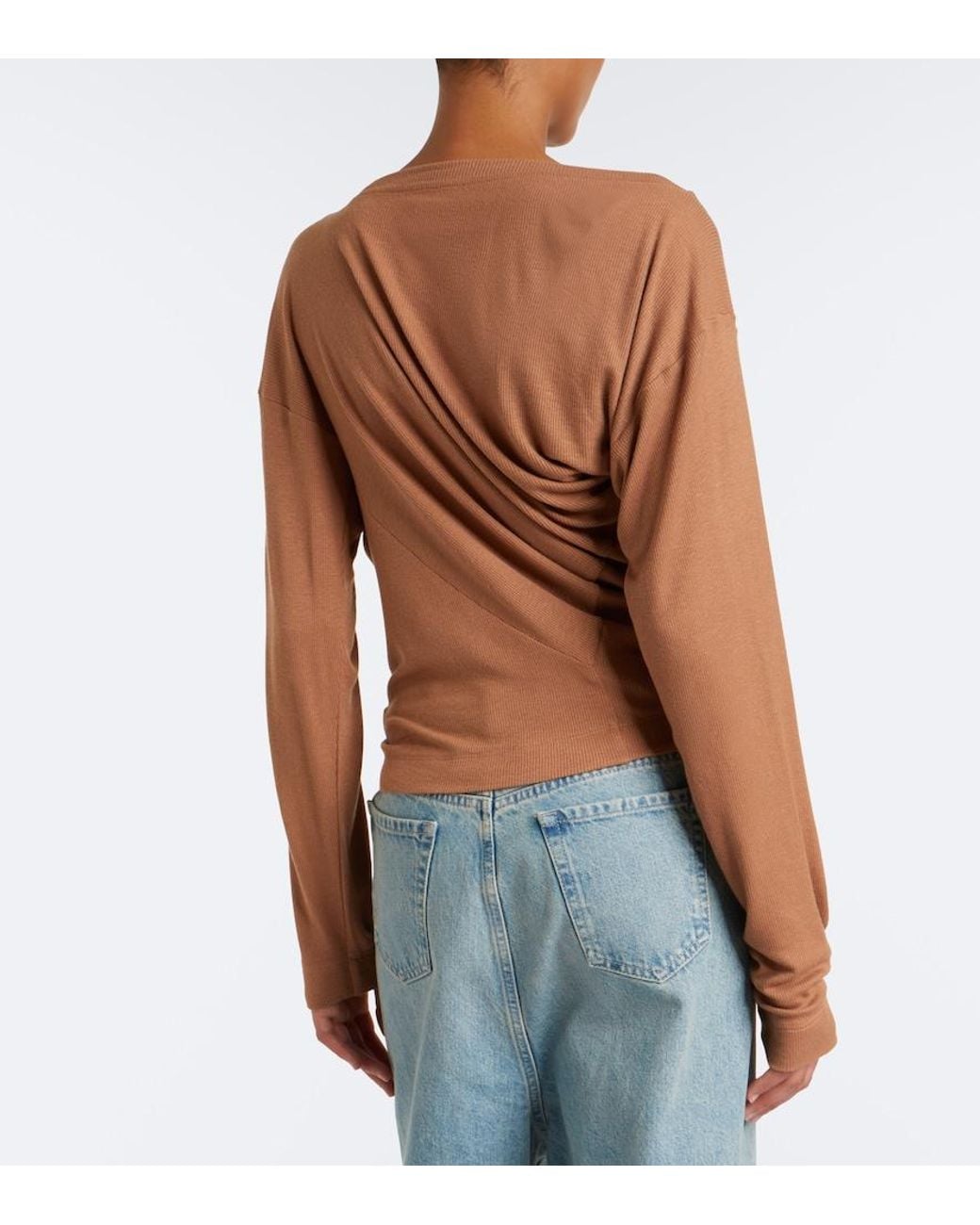 Vivienne Westwood Brown Draped Ribbed-Knit Top