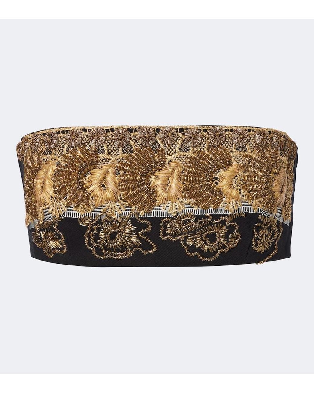 Dries Van Noten Metallic Embroidered Cotton Bandeau Top