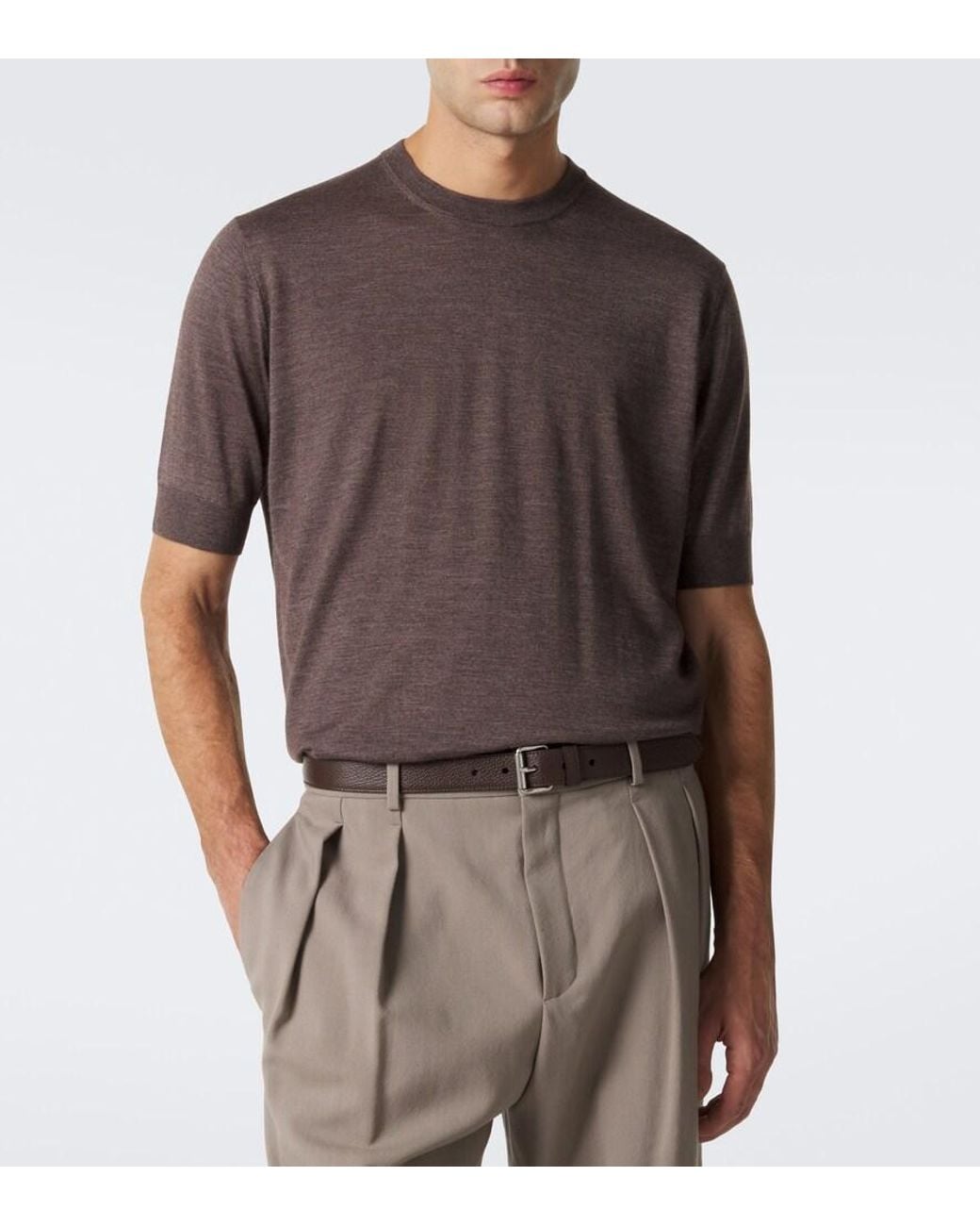 Thom Sweeney Brown Cashmere And Silk Sweater for men